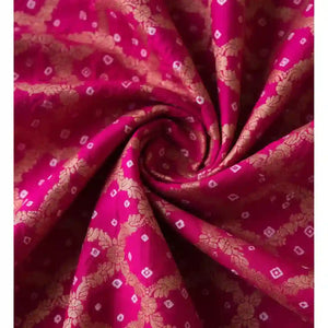 Pink Bandhani Banarasi Art Silk Suit
