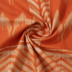 Orange Nui Shibori Tie-Dye Cotton Kurti Fabric