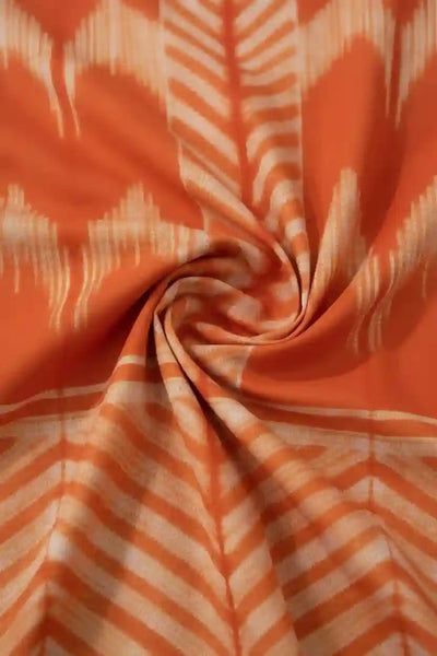 Orange Nui Shibori Tie-Dye Cotton Kurti Fabric