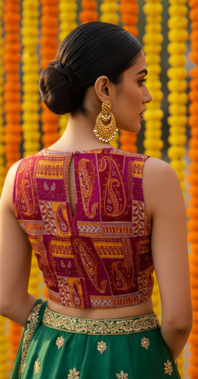Fuscia Kalamkari Inspired Screen Print Blouse