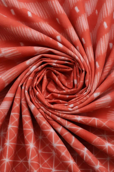 Crimson Nui Shibori Tie-Dye Cotton Kurti Fabric