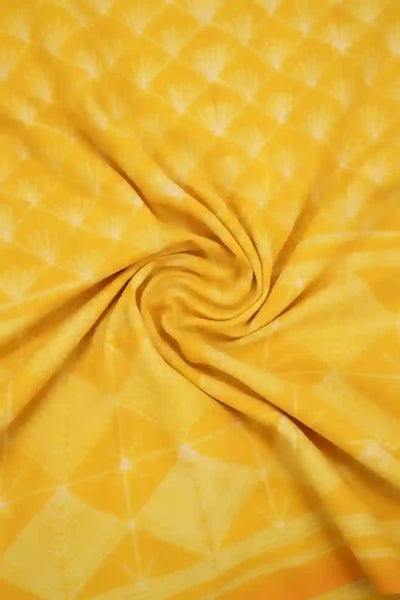 Yellow Nui Shibori Tie-Dye Cotton Kurti Fabric