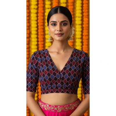 Black Ajrakh Cotton Blouse