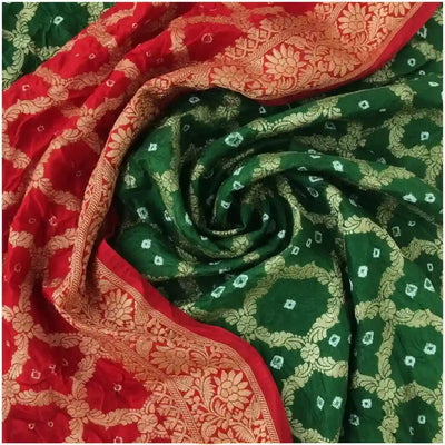Green Bandhani Banarasi Art Silk Suit