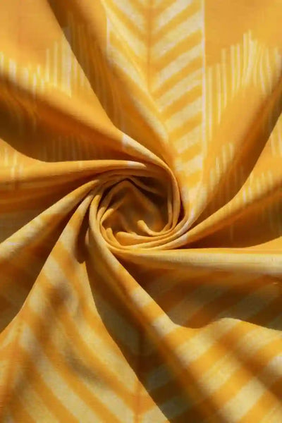 Yellow Nui Shibori Tie-Dye Cotton Kurti Fabric