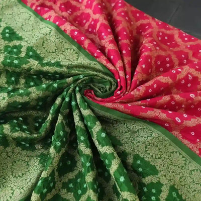 Pink Bandhani Banarasi Art Silk Suit