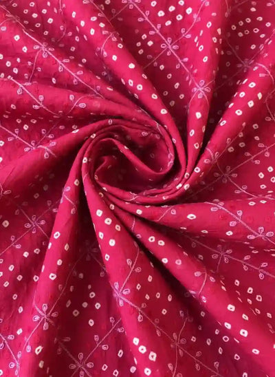 Pink Bandhani Cotton Designer Suit With Embroidery