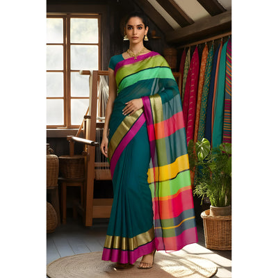 Green Handloom Maheshwari Silk Saree