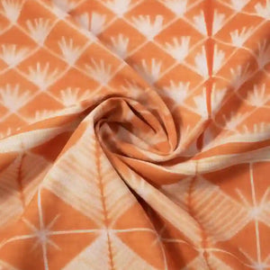 Orange Nui Shibori Tie-Dye Cotton Kurti Fabric