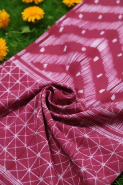 Pink Nui Shibori Tie-Dye Cotton Kurti Fabric