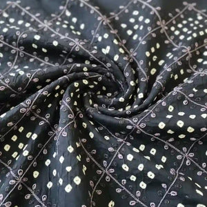 Blue Bandhani Cotton Designer Suit With Embroidery