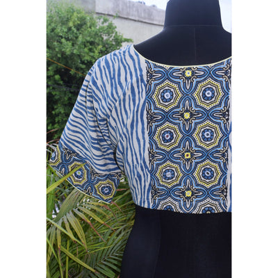 Cream Ajrakh Designer Embroidered Blouse