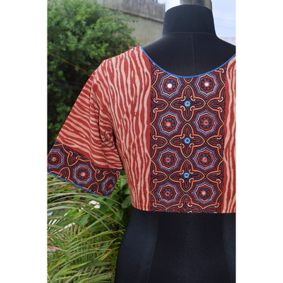 Madder Ajrakh Designer Embroidered Blouse