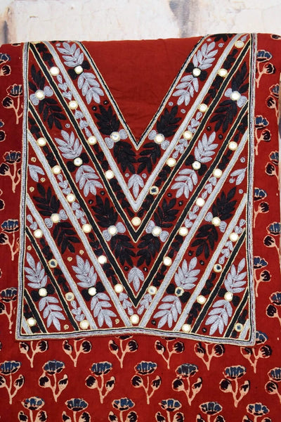 Ajrakh Hand Embroidered Kurti