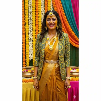 Green Ajrakh Modal Silk Blazer