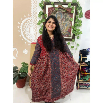 Madder Ajrakh Designer Block Print Kurti
