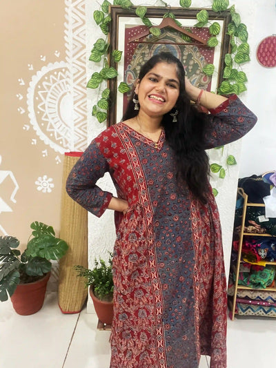 Madder Ajrakh Designer Block Print Kurti