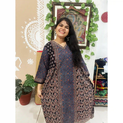 Black Ajrakh Designer Block Print Kurti