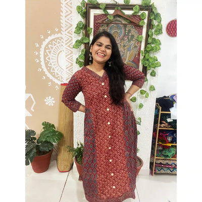 Madder Ajrakh Designer Block Print Kurti