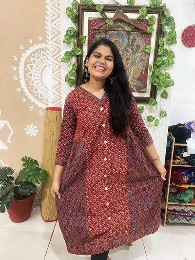 Madder Ajrakh Designer Block Print Kurti