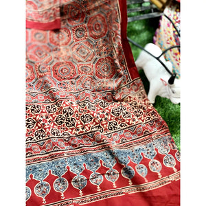 Ajrakh Block Print Cotton Stole