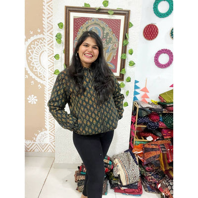Green Ajrakh Unisex Bomber Jacket