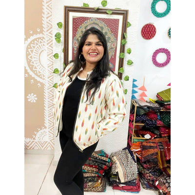 Cream Ikat Unisex Bomber Jacket