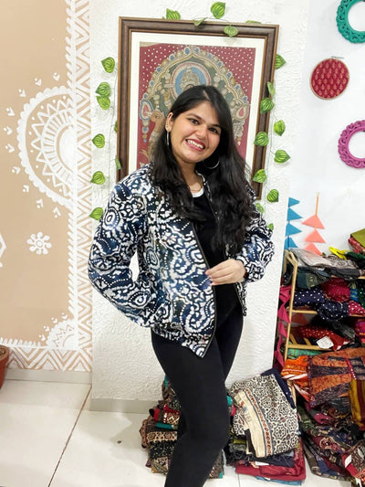 Blue Batik Unisex Bomber Jacket
