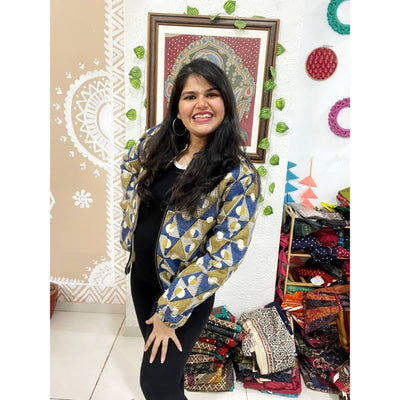 Cream Ajrakh Unisex Bomber Jacket