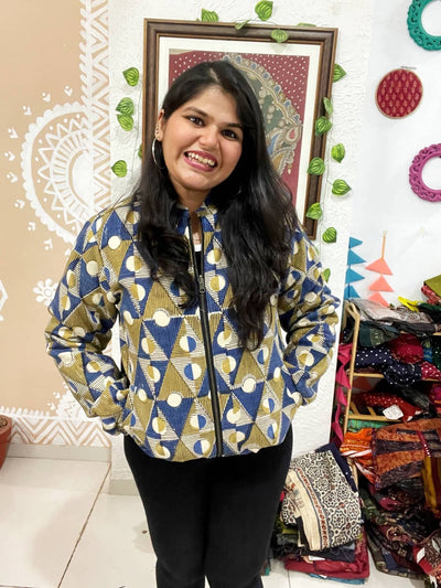 Cream Ajrakh Unisex Bomber Jacket