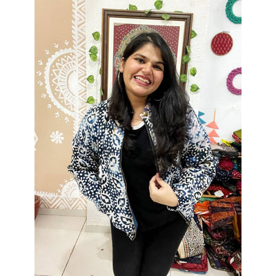 Blue Batik Unisex Bomber Jacket