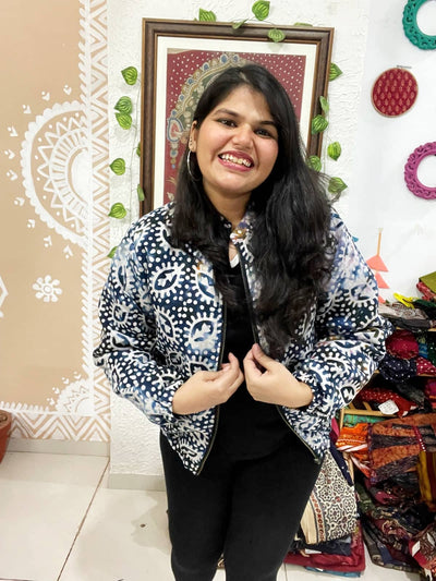 Blue Batik Unisex Bomber Jacket
