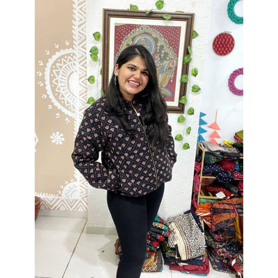 Black Ajrakh Unisex Bomber Jacket