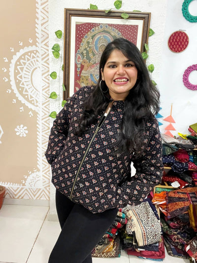 Black Ajrakh Unisex Bomber Jacket