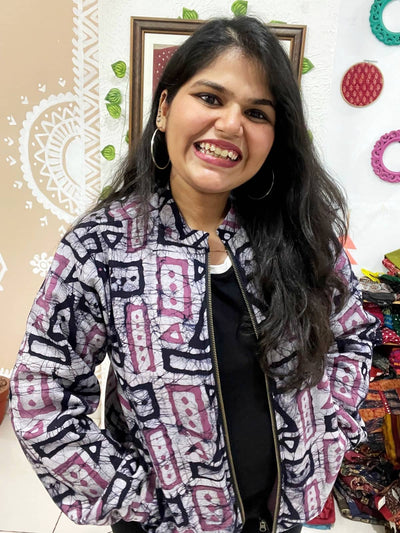 Grey Batik Unisex Bomber Jacket