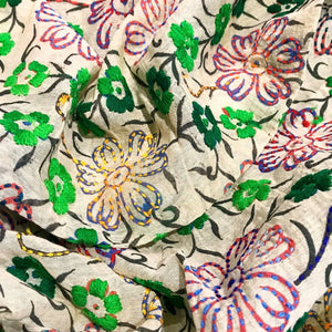 Cream Chanderi Phulkari Hand Embroidered Dupatta