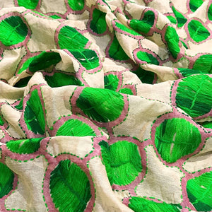 Cream Chanderi Phulkari Hand Embroidered Dupatta