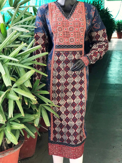 Indigo Ajrakh Cotton Designer Kurti