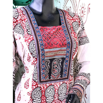 Cream Bagh Cotton Designer Kurti