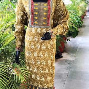 Green Dabu Cotton Designer Kurti