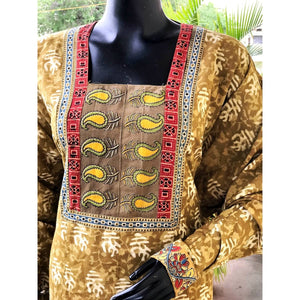 Green Dabu Cotton Designer Kurti