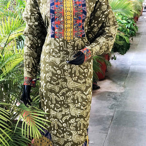 Green Dabu Cotton Designer Kurti