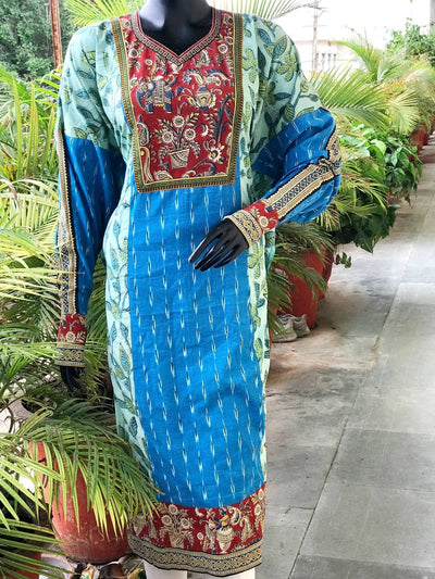 Blue Ikat-Vanaspati Cotton Designer Kurti