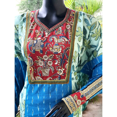 Blue Ikat-Vanaspati Cotton Designer Kurti