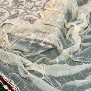 Beige Chikankari Unstitched Suit