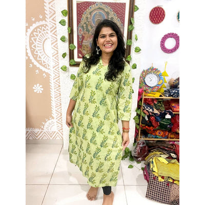 Green Vanaspati Cotton Kurti