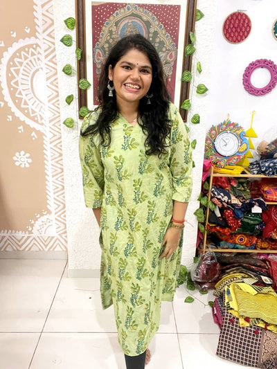 Green Vanaspati Cotton Kurti