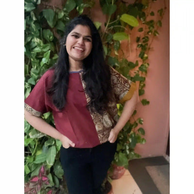 Maroon Kalamkari Half-Half Top