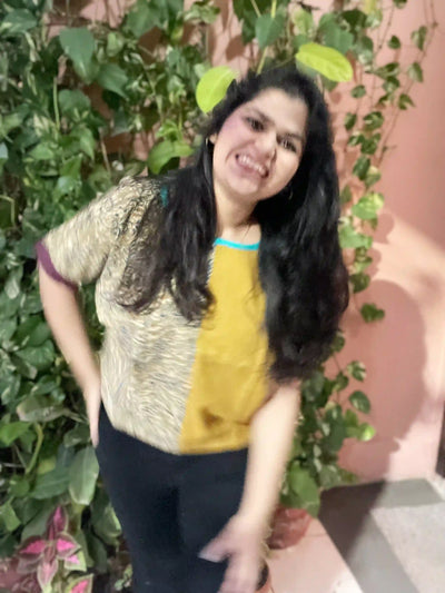 Olive Kalamkari Half-Half Top