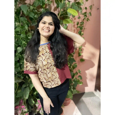 Maroon Kalamkari Half-Half Top